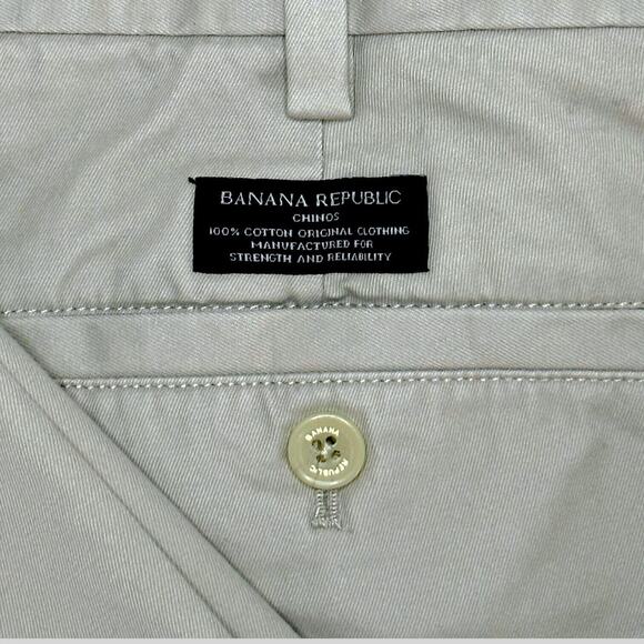 BANANA REPUBLIC Straight Leg 100%Cotton Arden Chino Pants Khaki Flat Front 38x32 - Picture 8 of 12